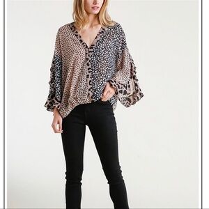 Leopard Print V-Neck Women's Top